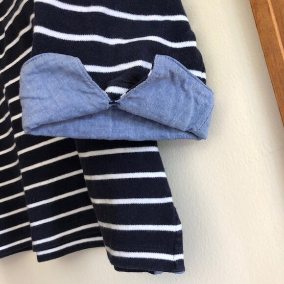 NAUTICA Three-Quarter Sleeve Blue White Stripe Top with Cuffs Me… - Picture 10 of 15